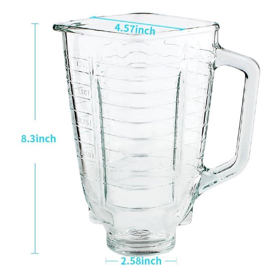 Glaskrug 1,25 L für Oster Mixer – Wahl: Komplett mit 6er Klinge oder einzeln