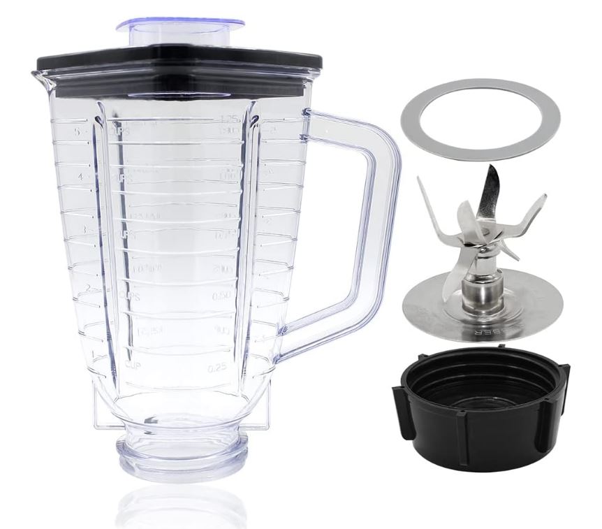 Glaskrug 1,25 L für Oster Mixer – Wahl: Komplett mit 6er Klinge oder einzeln