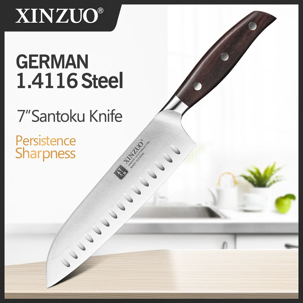 XINZUO 1PC/5PCS High Quality 3.5+5+8+8+8"  Paring Utility Cleaver Chef Knife Germany 1.4116 Stainless Steel Kitchen Knife Sets