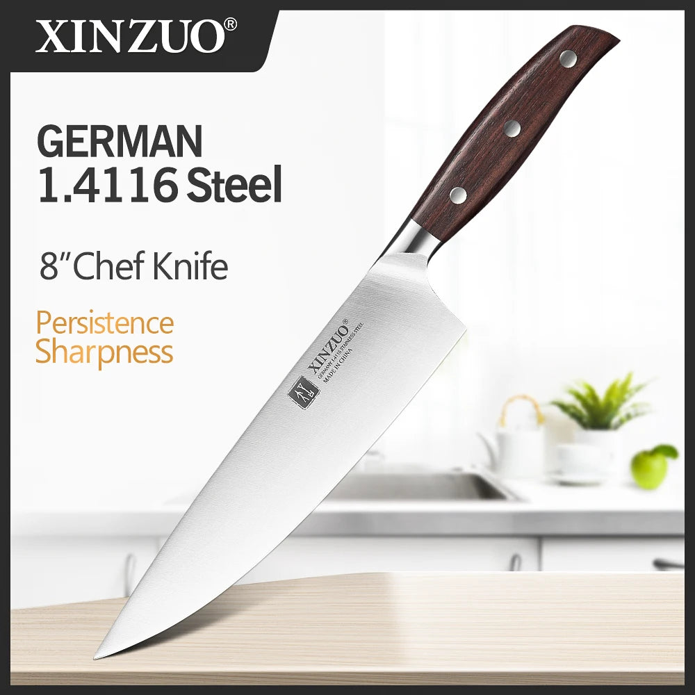 XINZUO 1PC/5PCS High Quality 3.5+5+8+8+8"  Paring Utility Cleaver Chef Knife Germany 1.4116 Stainless Steel Kitchen Knife Sets