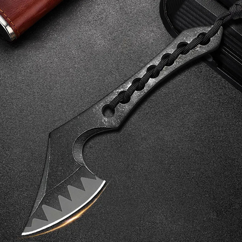 Outdoor Tactical Axe Black Design Braided Handle Smooth - Edged Blade for Survival & Camping Survival Gear Wilderness Use
