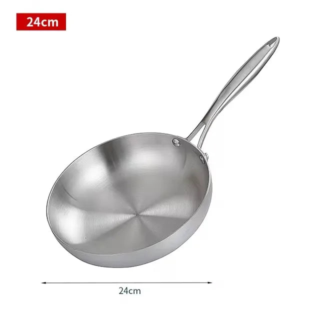 28CM Stainless Steel Frying Pan Non-stick Frying Pan Steak Pan for Induction Hobs and Gas Professional Home Cooking Kitchenware