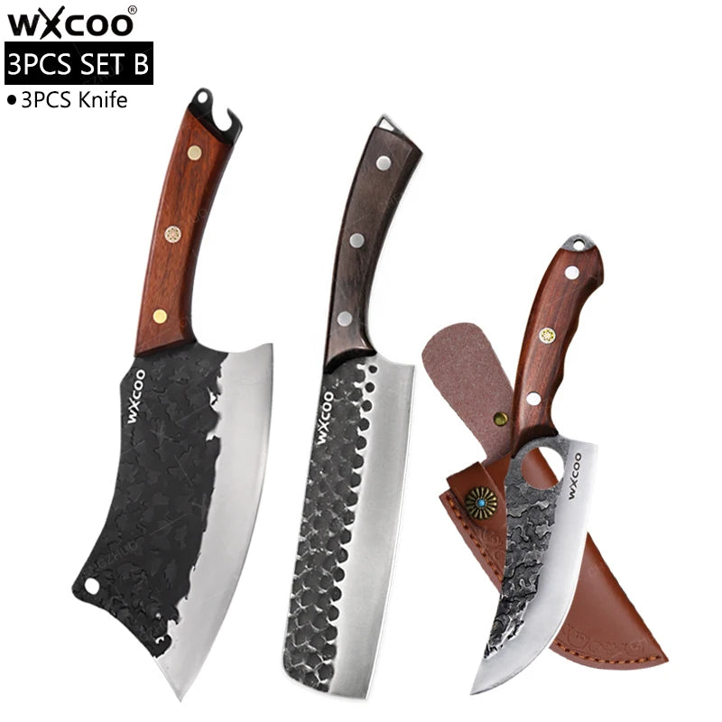 Stainless Steel Kitchen Chef Knife Hand Forged Butcher Knife Sharp Meat Butcher Cleaver Slicing Kitchen Vegetable Fruit Knives