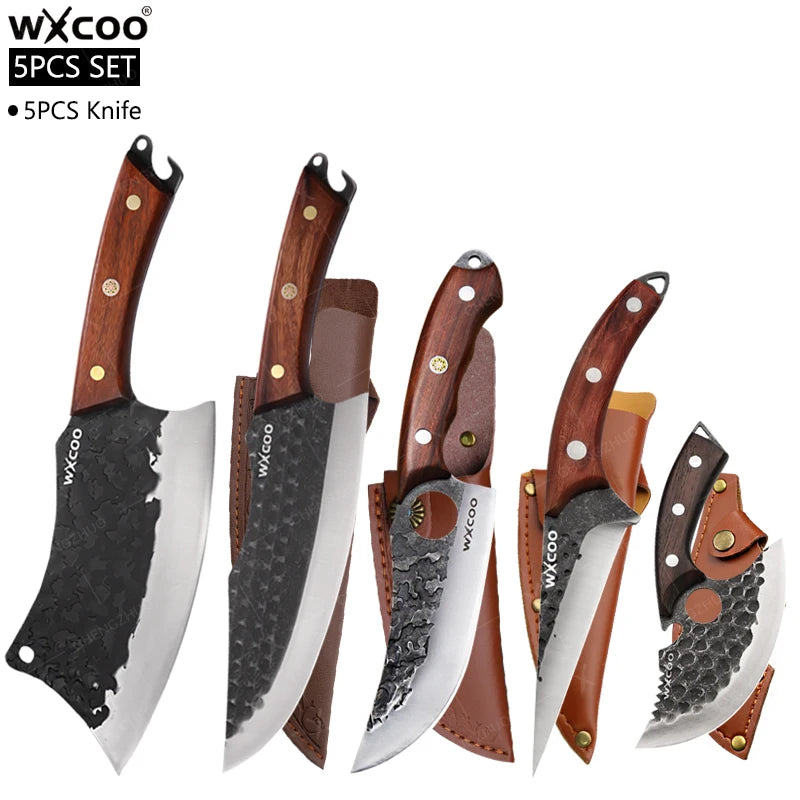 Stainless Steel Kitchen Chef Knife Hand Forged Butcher Knife Sharp Meat Butcher Cleaver Slicing Kitchen Vegetable Fruit Knives
