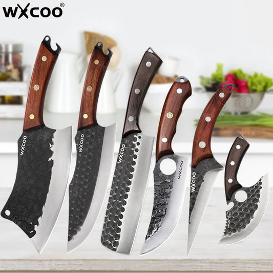 Stainless Steel Kitchen Chef Knife Hand Forged Butcher Knife Sharp Meat Butcher Cleaver Slicing Kitchen Vegetable Fruit Knives