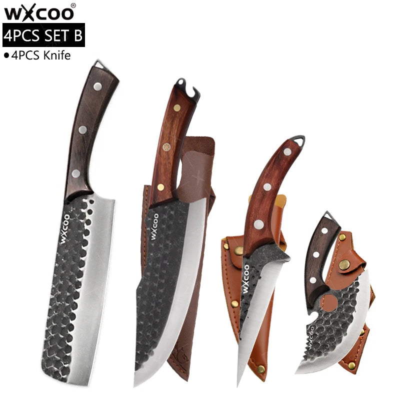 Stainless Steel Kitchen Chef Knife Hand Forged Butcher Knife Sharp Meat Butcher Cleaver Slicing Kitchen Vegetable Fruit Knives
