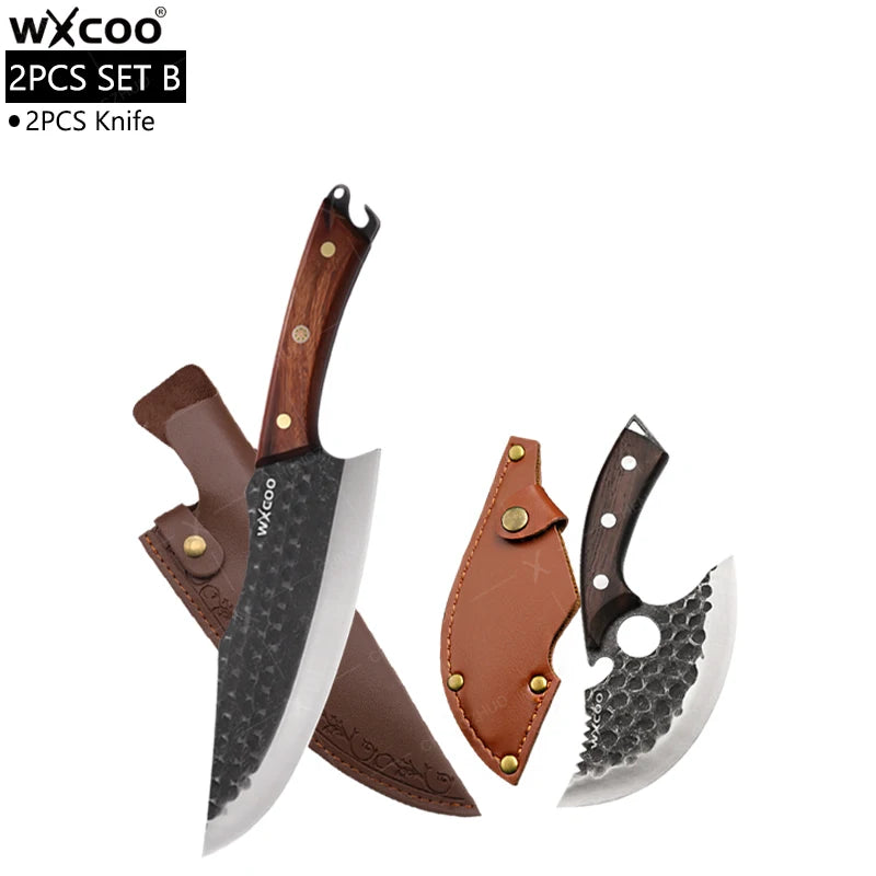 Stainless Steel Kitchen Chef Knife Hand Forged Butcher Knife Sharp Meat Butcher Cleaver Slicing Kitchen Vegetable Fruit Knives