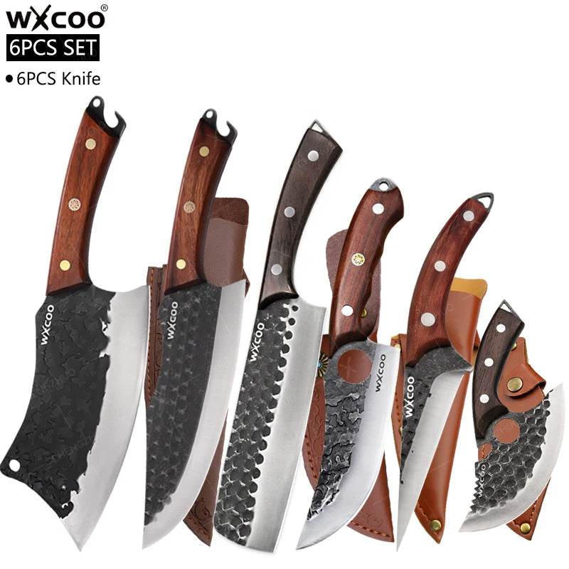 Stainless Steel Kitchen Chef Knife Hand Forged Butcher Knife Sharp Meat Butcher Cleaver Slicing Kitchen Vegetable Fruit Knives