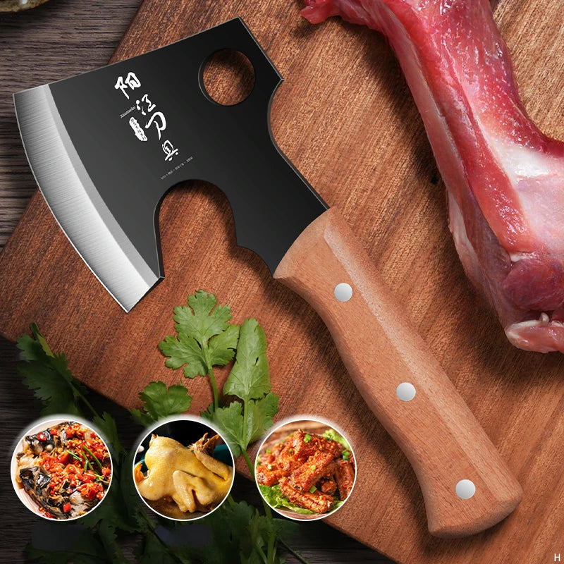 XTL High carbon steel small axe, bone chopper, large ingredient handling knives. Cattle and Sheep Splitting Knives