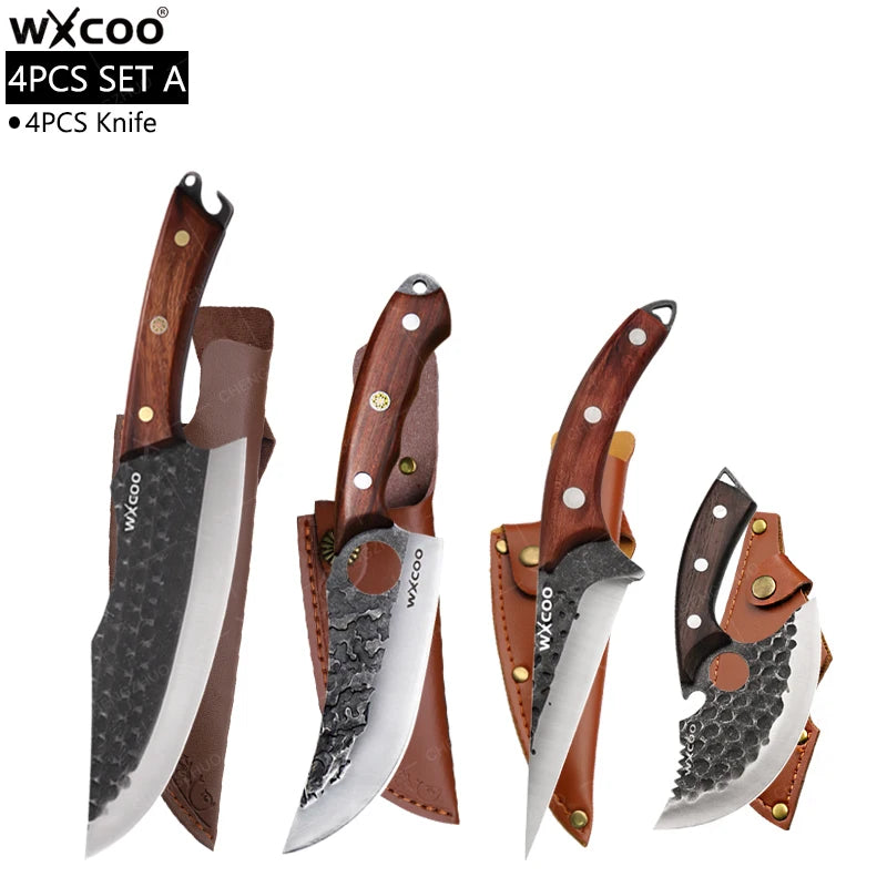 Stainless Steel Kitchen Chef Knife Hand Forged Butcher Knife Sharp Meat Butcher Cleaver Slicing Kitchen Vegetable Fruit Knives