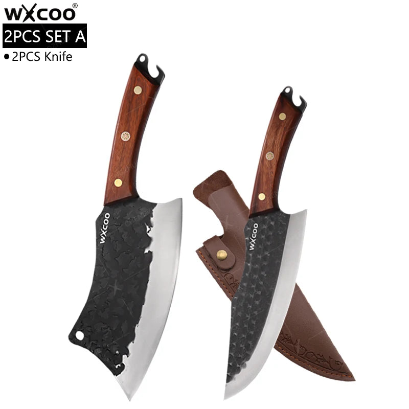 Stainless Steel Kitchen Chef Knife Hand Forged Butcher Knife Sharp Meat Butcher Cleaver Slicing Kitchen Vegetable Fruit Knives