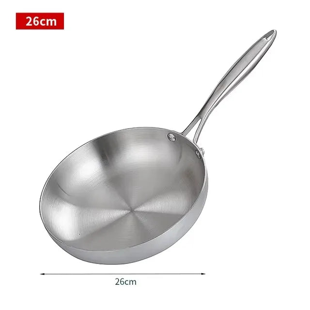 28CM Stainless Steel Frying Pan Non-stick Frying Pan Steak Pan for Induction Hobs and Gas Professional Home Cooking Kitchenware