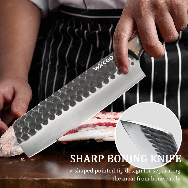 Stainless Steel Kitchen Chef Knife Hand Forged Butcher Knife Sharp Meat Butcher Cleaver Slicing Kitchen Vegetable Fruit Knives