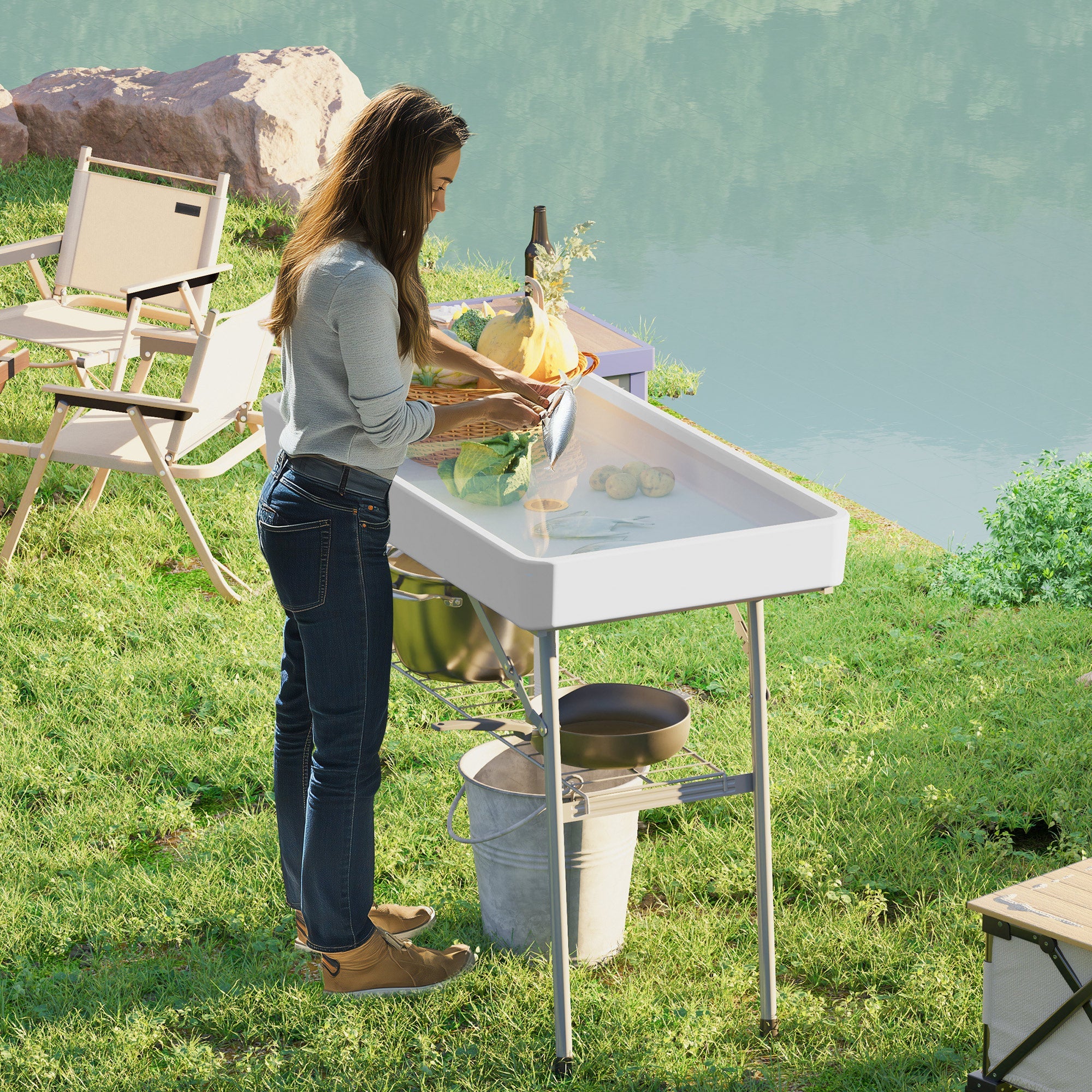 104 cm  Klappbarer Kühltisch mit Ablassventil