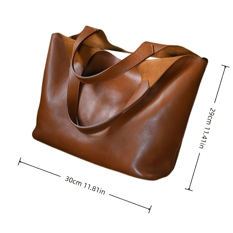 👜 Weiche Leder Handtasche Damen braun mit großem Fassungsvermögen