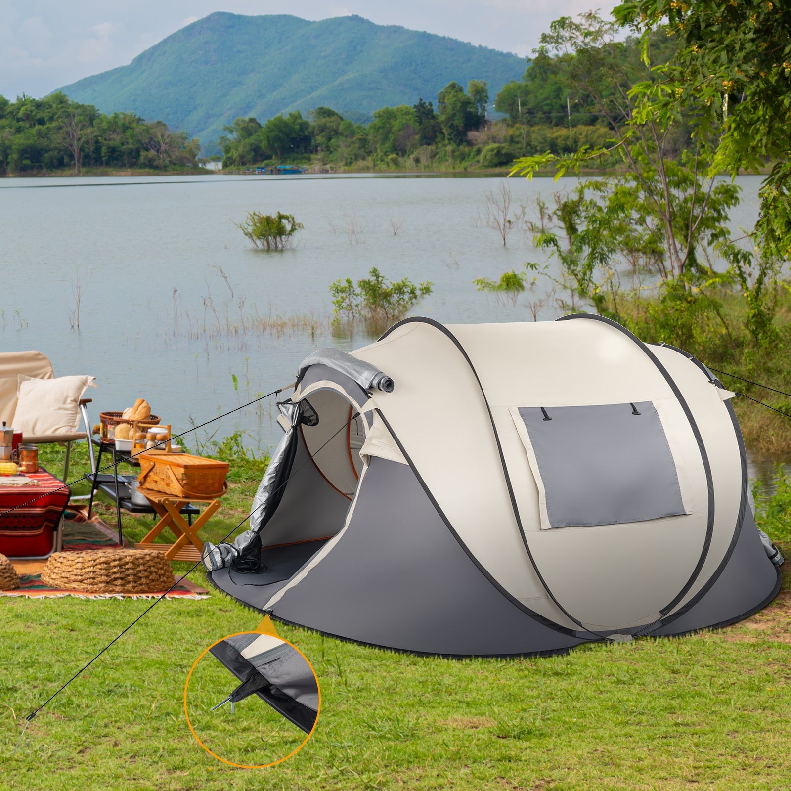 Khaki Boat Type Quick Opening Camping Tent  Pop-up Zelt