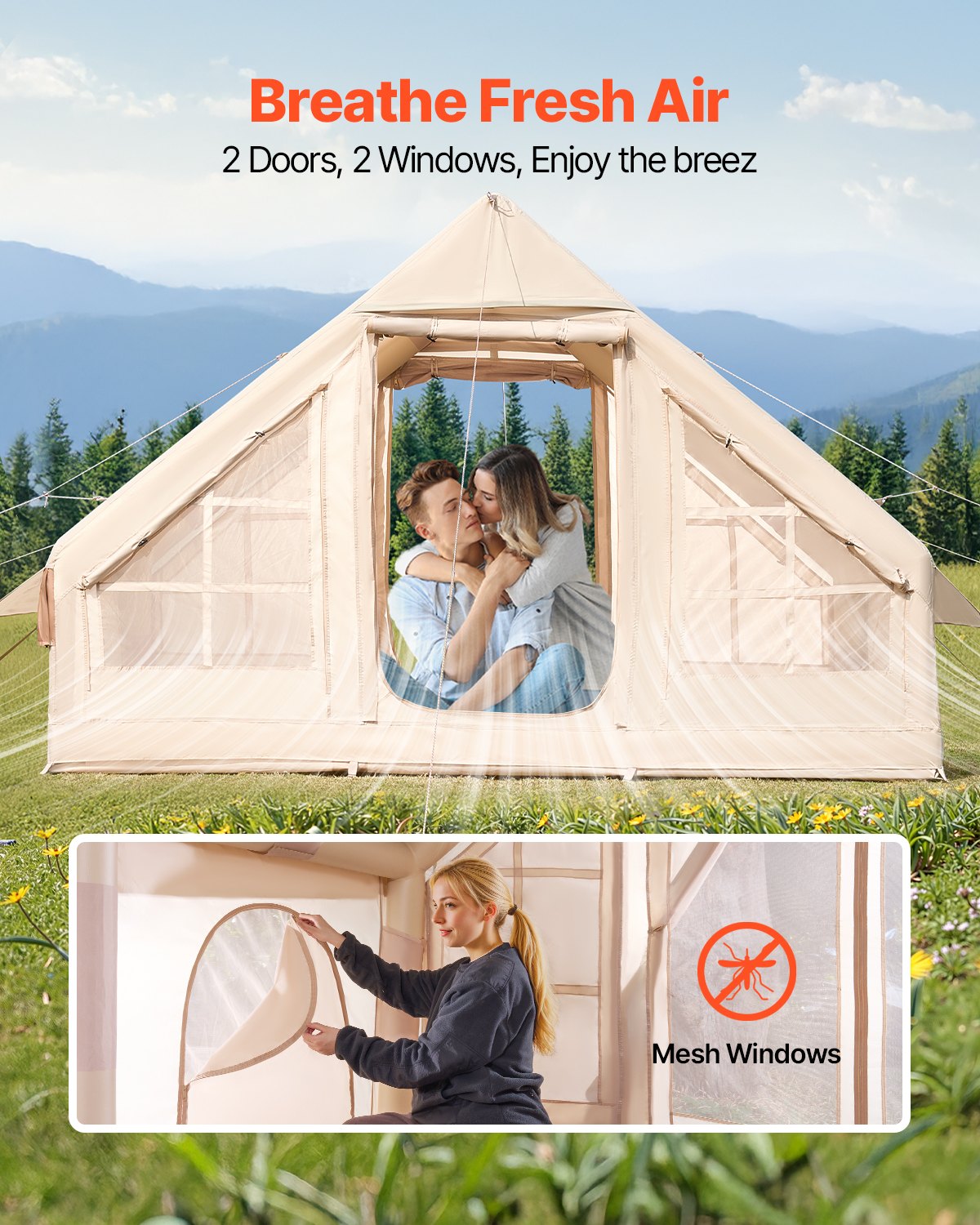 Aufblasbares 4-Jahreszeiten Glamping-Zelt  Für 3-5 Personen