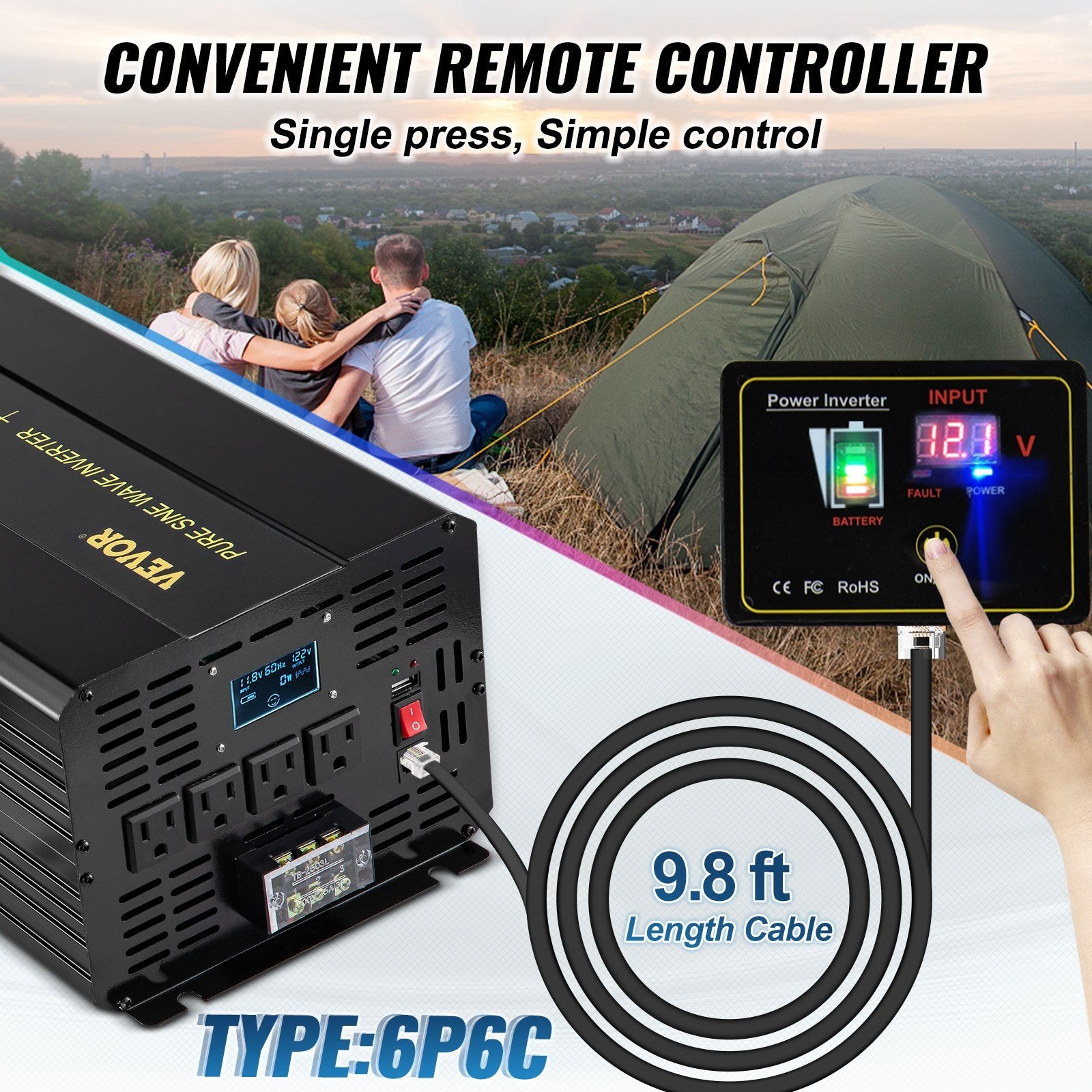 5000W Pure Sine Wave Inverter  12V DC zu 120V AC