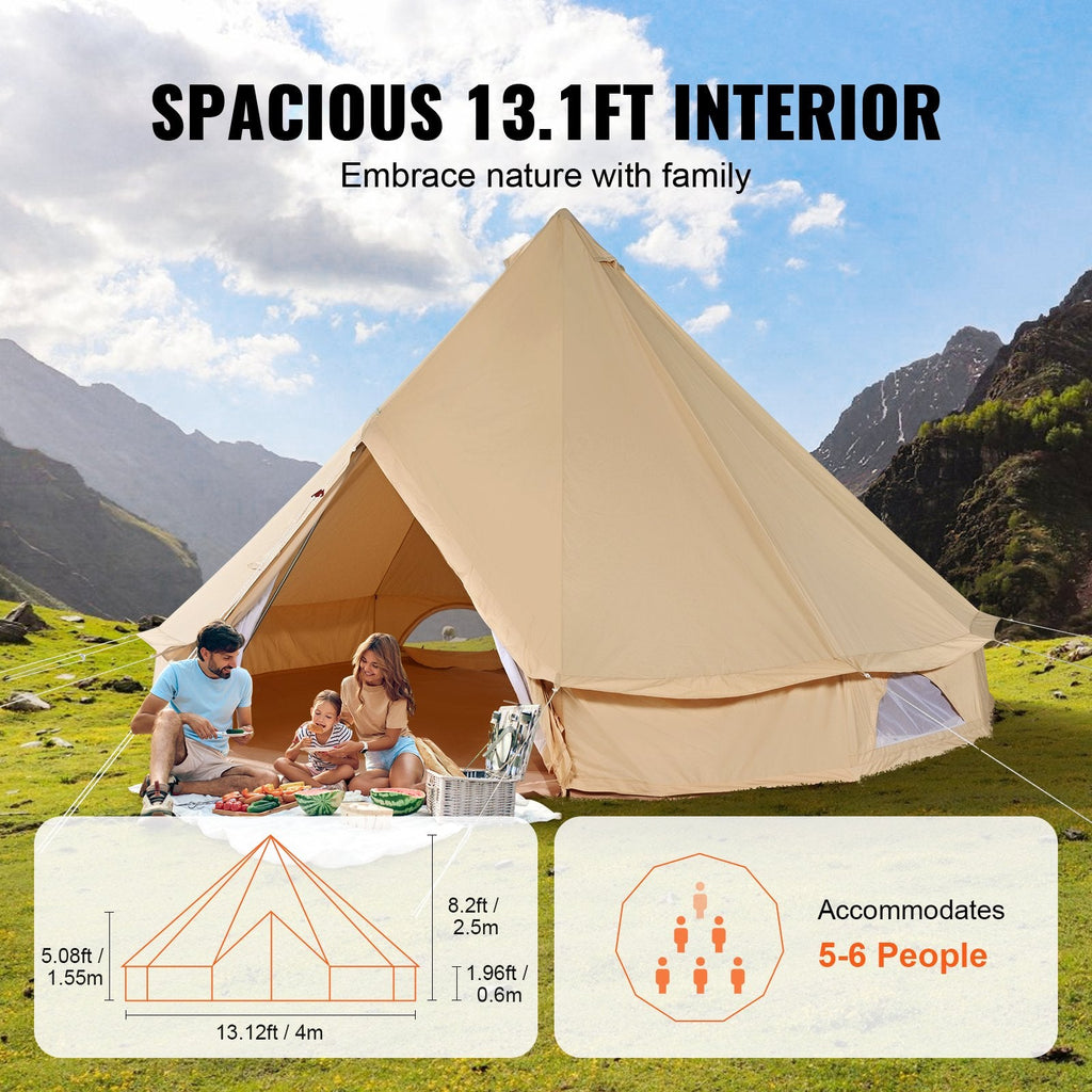 Canvas Glamping Bell Tent – 4m Ø für 5-8 Personen  Atmungsaktiv