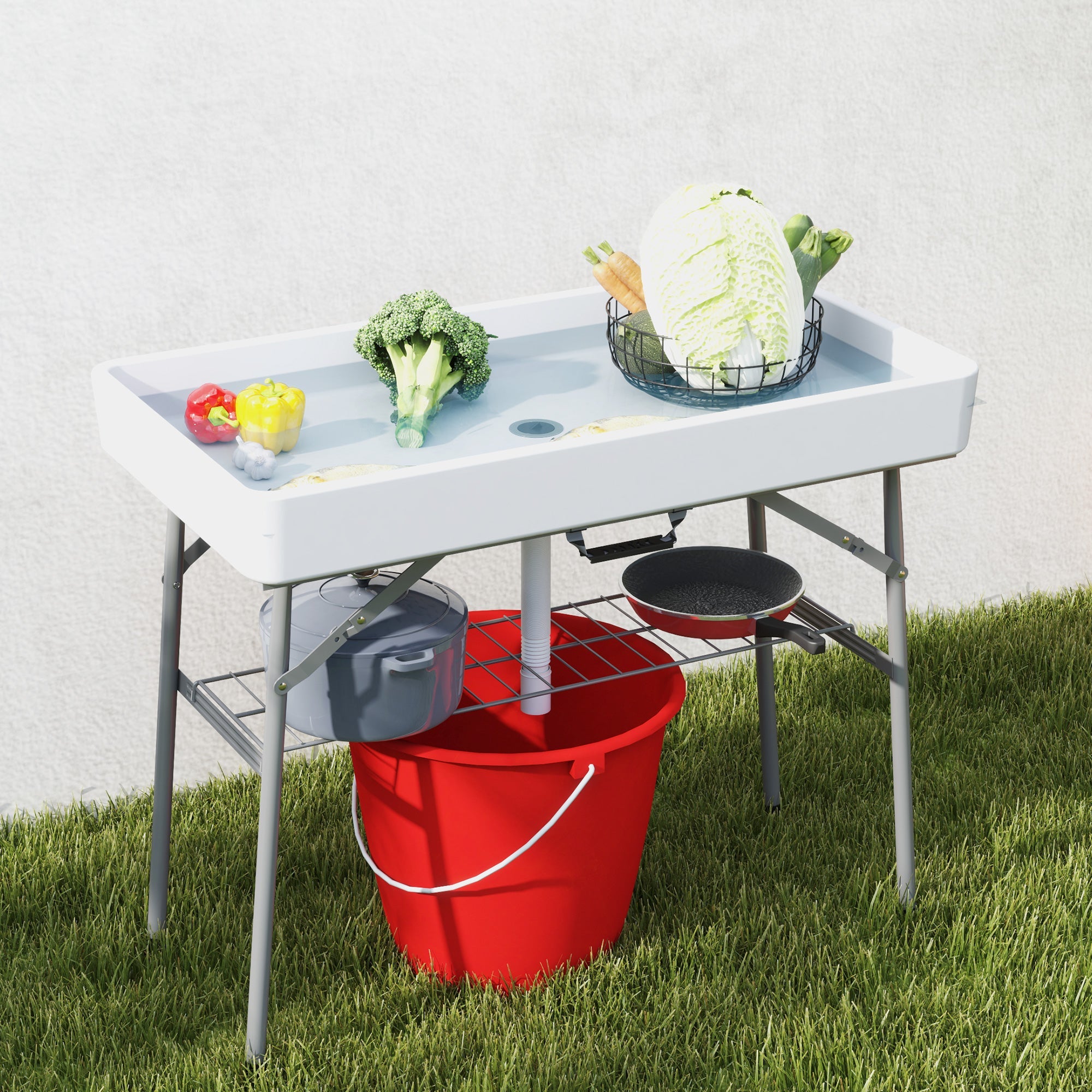 104 cm  Klappbarer Kühltisch mit Ablassventil