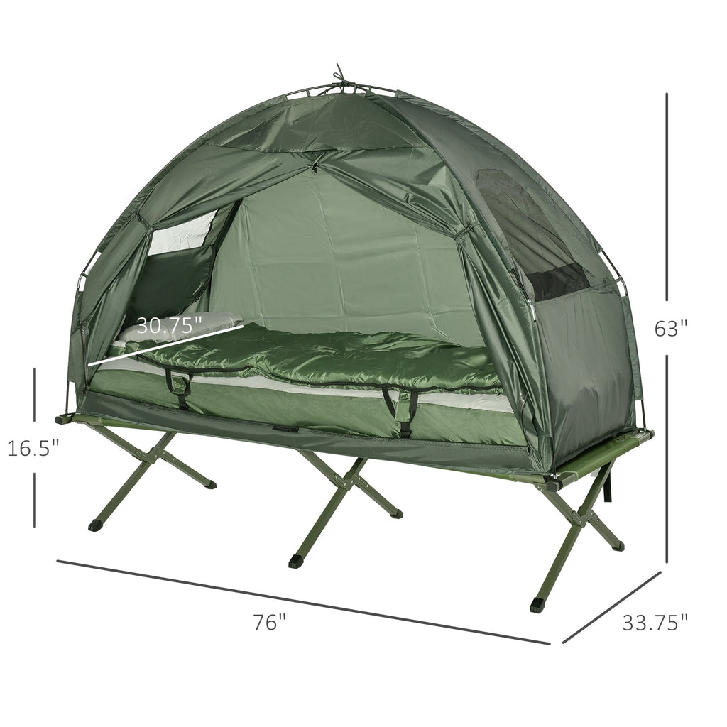 All-in-One Faltbares Campingbett für Erwachsene  Mit erhöhtem Zelt