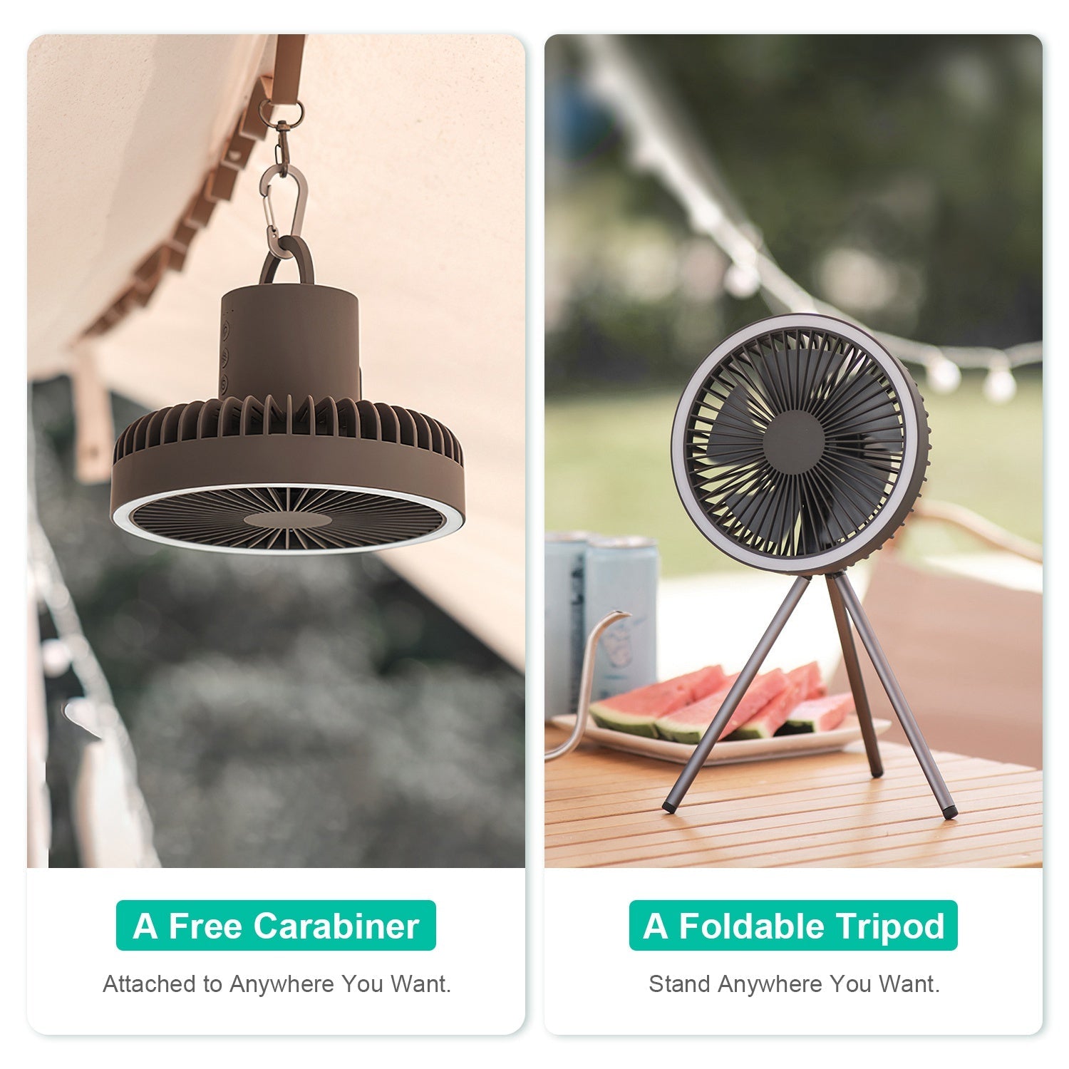 4-in-1 Camping Ventilator mit Laterne  10.000mAh Akku