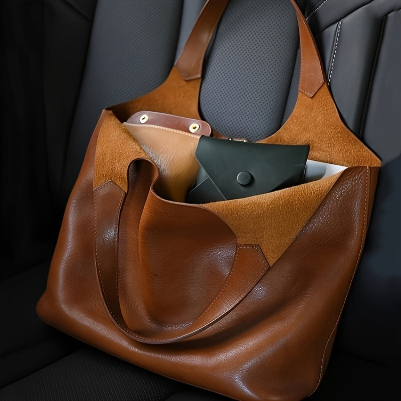 👜 Weiche Leder Handtasche Damen braun mit großem Fassungsvermögen