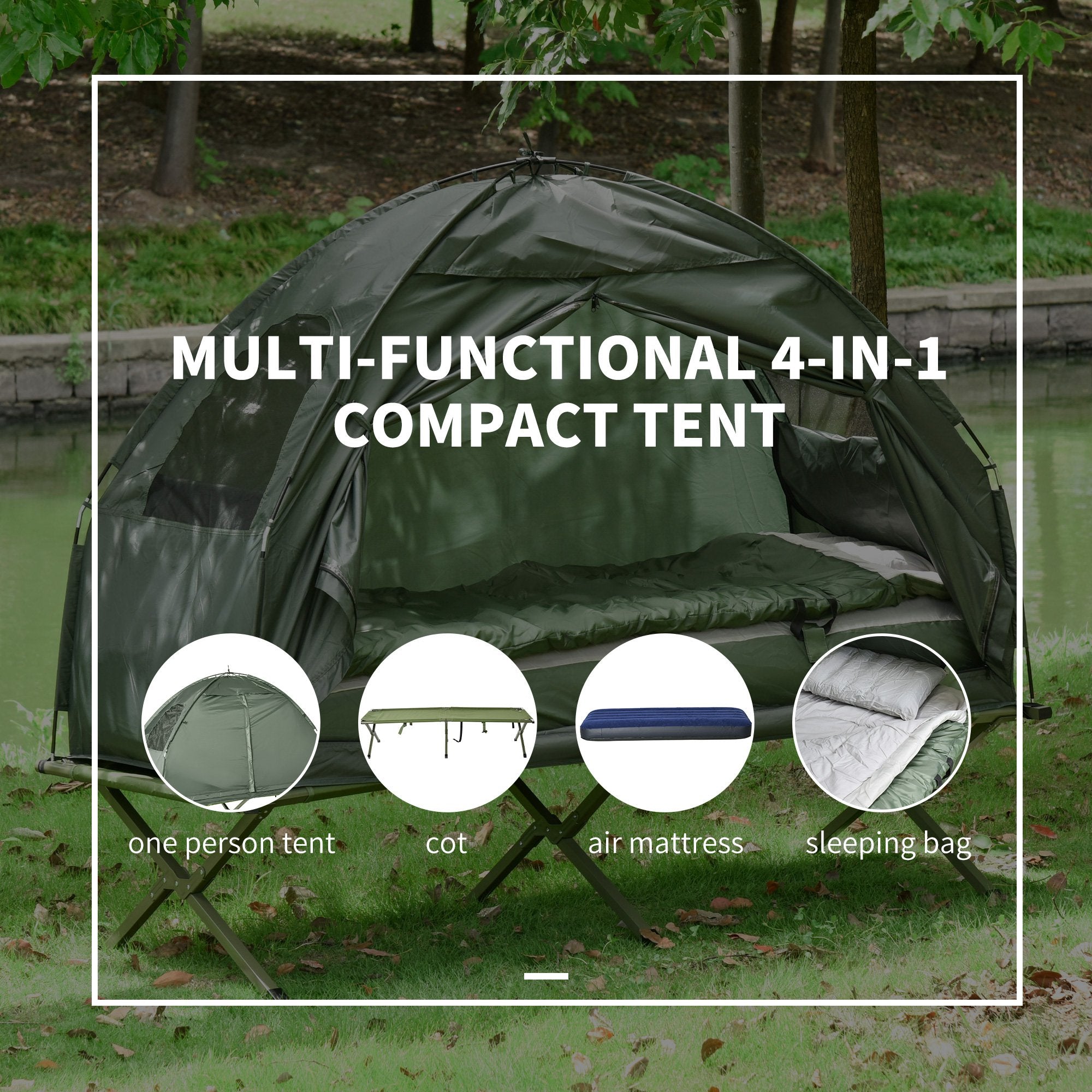All-in-One Faltbares Campingbett für Erwachsene  Mit erhöhtem Zelt