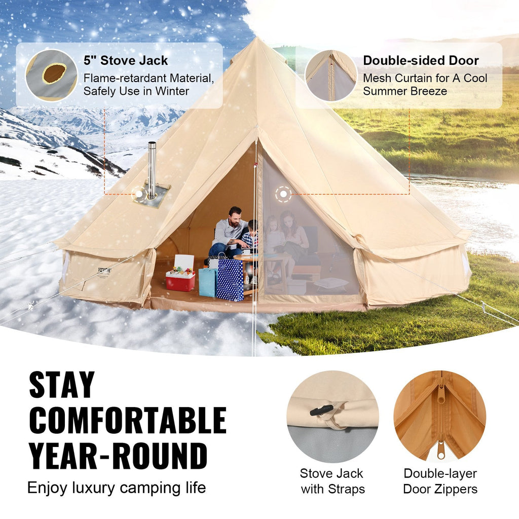 Canvas Glamping Bell Tent – 4m Ø für 5-8 Personen  Atmungsaktiv
