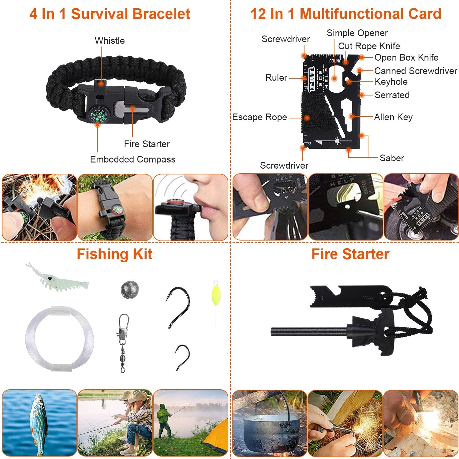 25-teiliges Survival-Set  Professionelle Überlebensausrüstung