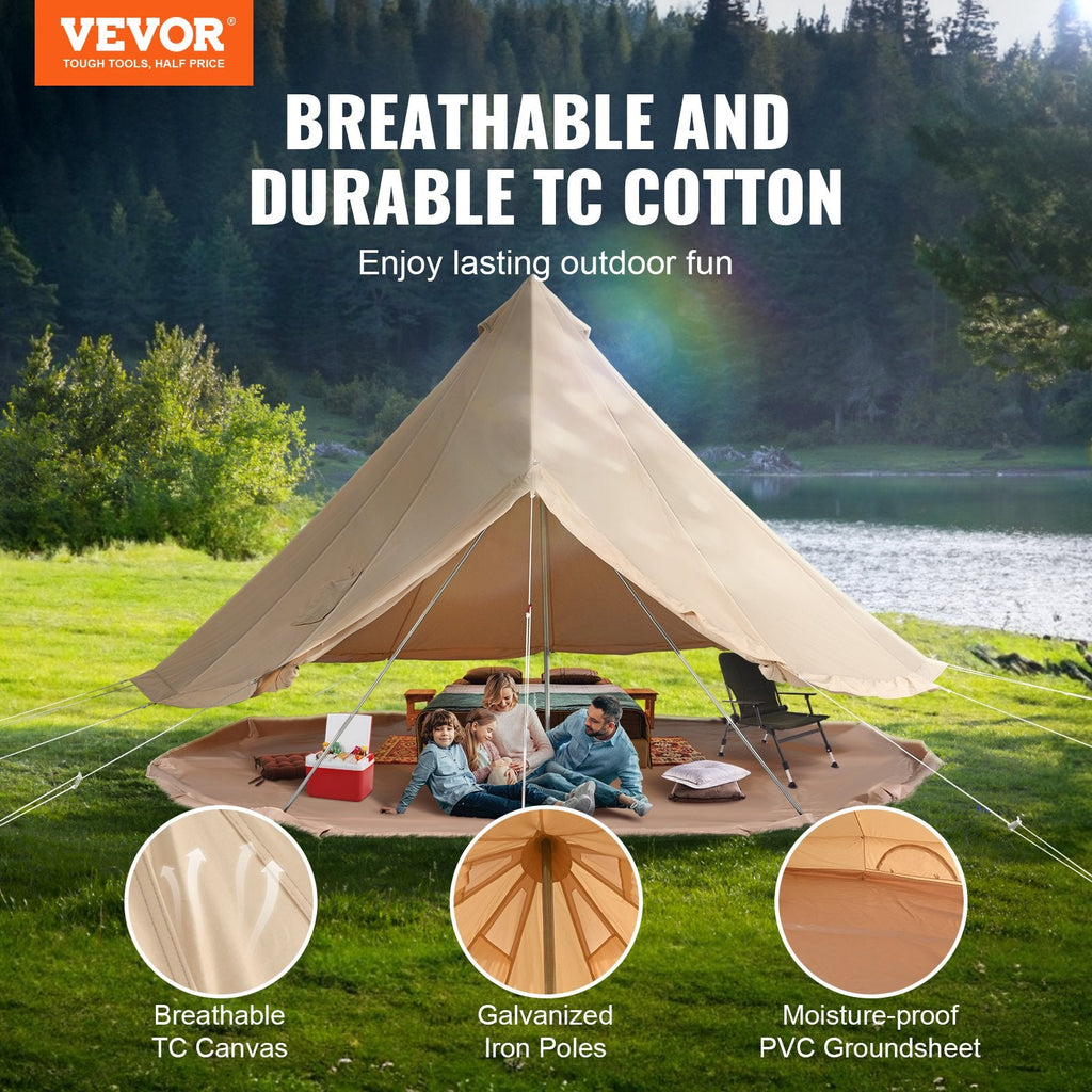 Canvas Glamping Bell Tent – 4m Ø für 5-8 Personen  Atmungsaktiv