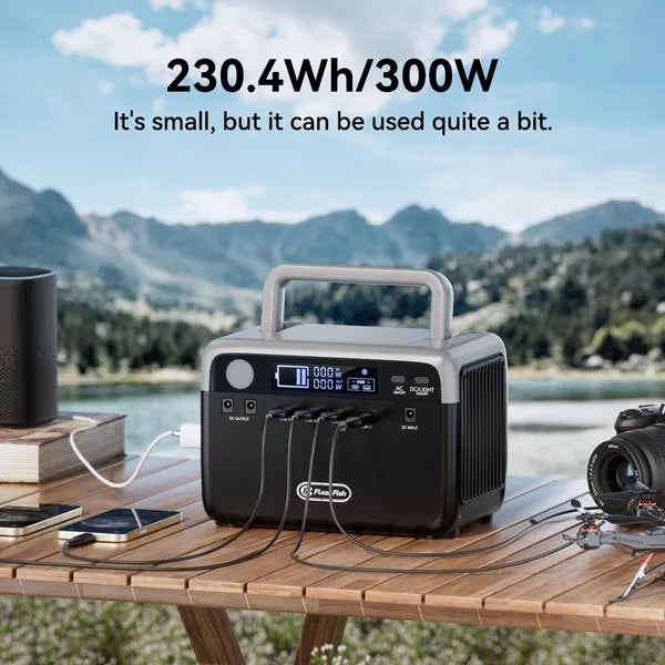 Flashfish 230.4Wh LiFePO4 Power Station  300W Dauerleistung (600W Peak)