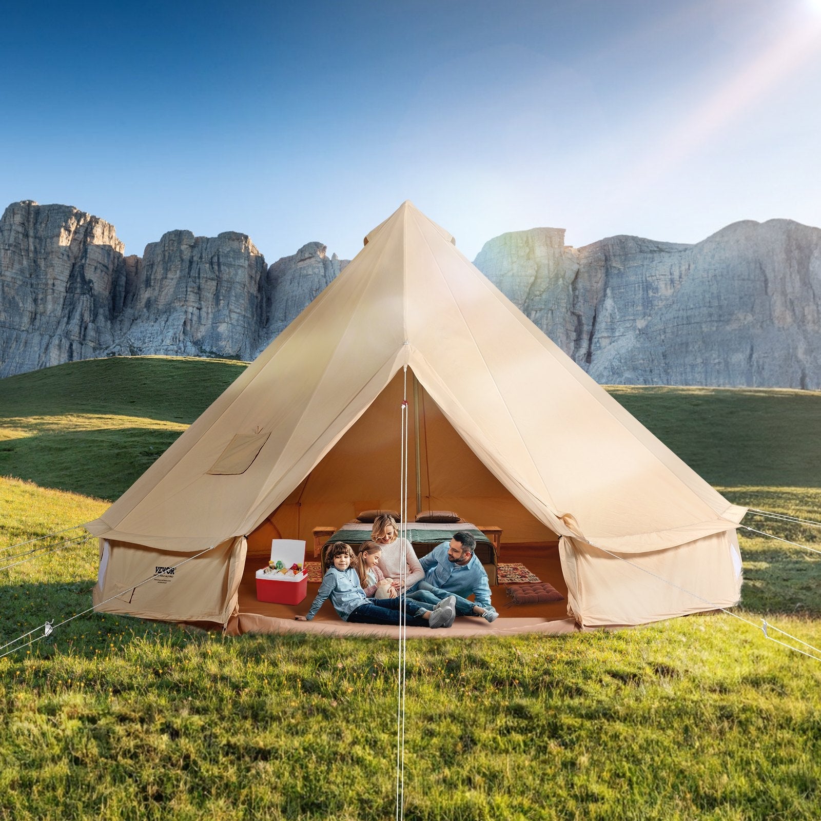 Canvas Glamping Bell Tent – 4m Ø für 5-8 Personen  Atmungsaktiv