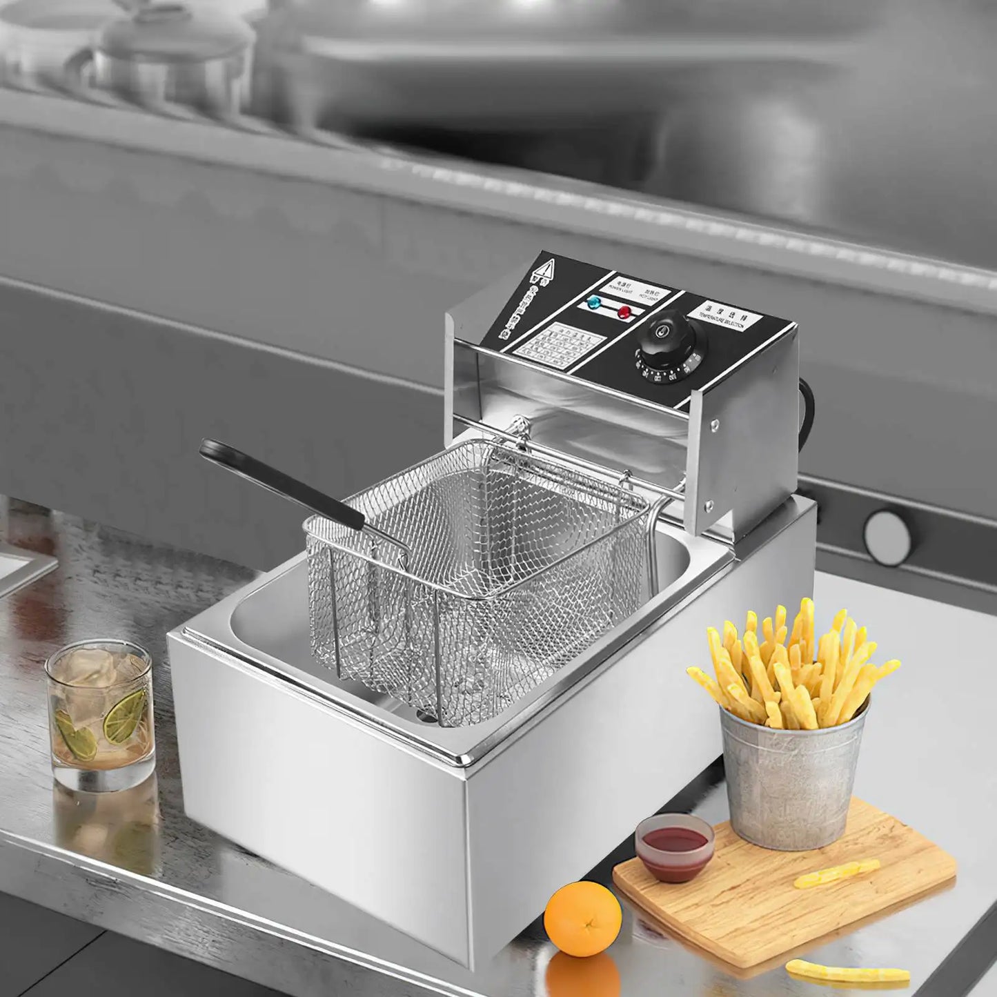 2500W 6L 220V Electric Deep Fryer Stainless Steel Electric Fryer Household Chips Frying Pan French Fries Making Machine