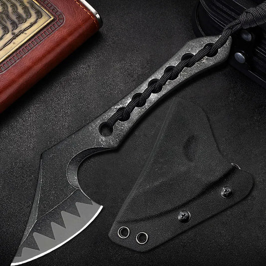 Outdoor Tactical Axe Black Design Braided Handle Smooth - Edged Blade for Survival & Camping Survival Gear Wilderness Use