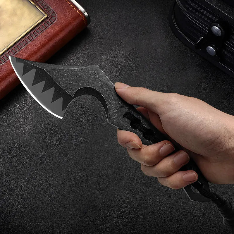 Outdoor Tactical Axe Black Design Braided Handle Smooth - Edged Blade for Survival & Camping Survival Gear Wilderness Use