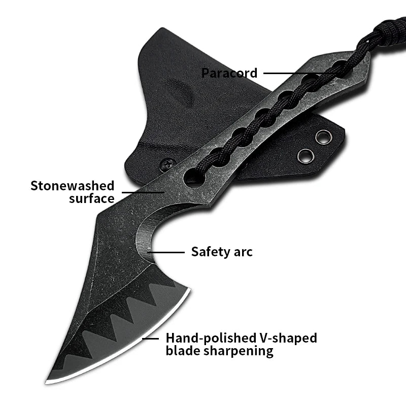 Outdoor Tactical Axe Black Design Braided Handle Smooth - Edged Blade for Survival & Camping Survival Gear Wilderness Use