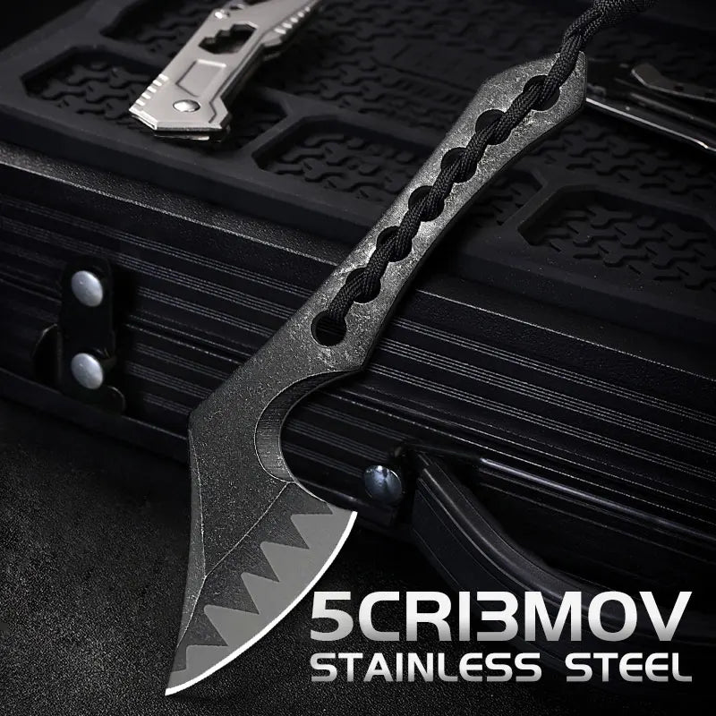 Outdoor Tactical Axe Black Design Braided Handle Smooth - Edged Blade for Survival & Camping Survival Gear Wilderness Use