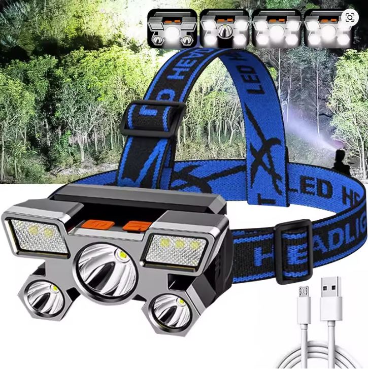 Helle LED-Stirnlampe, wiederaufladbar | Ideal für Camping, Laufen, Angeln,Arbeit
