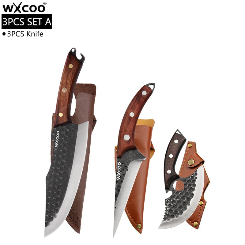 Stainless Steel Kitchen Chef Knife Hand Forged Butcher Knife Sharp Meat Butcher Cleaver Slicing Kitchen Vegetable Fruit Knives