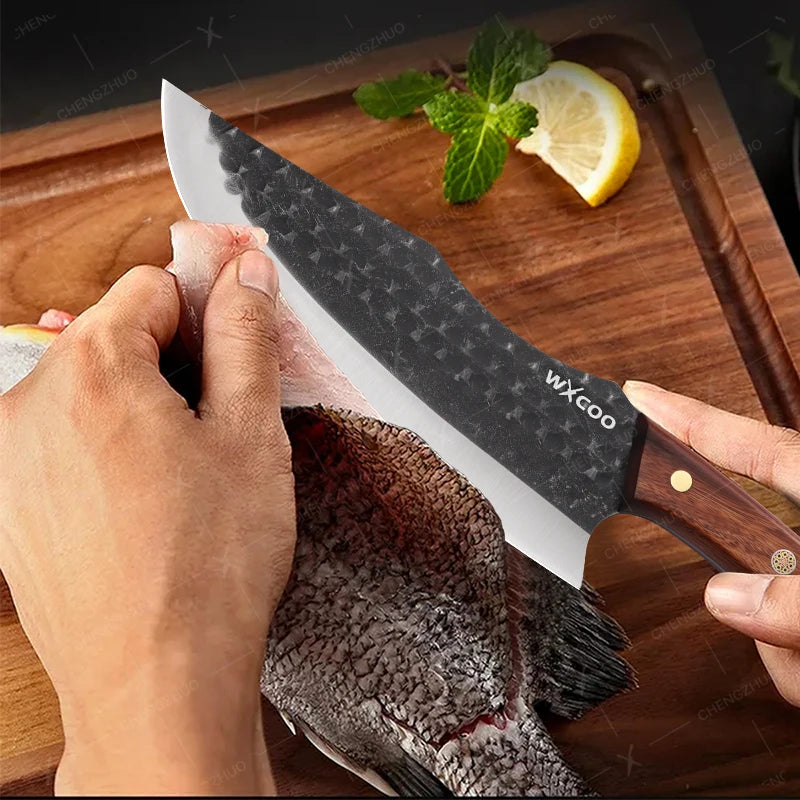 Stainless Steel Kitchen Chef Knife Hand Forged Butcher Knife Sharp Meat Butcher Cleaver Slicing Kitchen Vegetable Fruit Knives