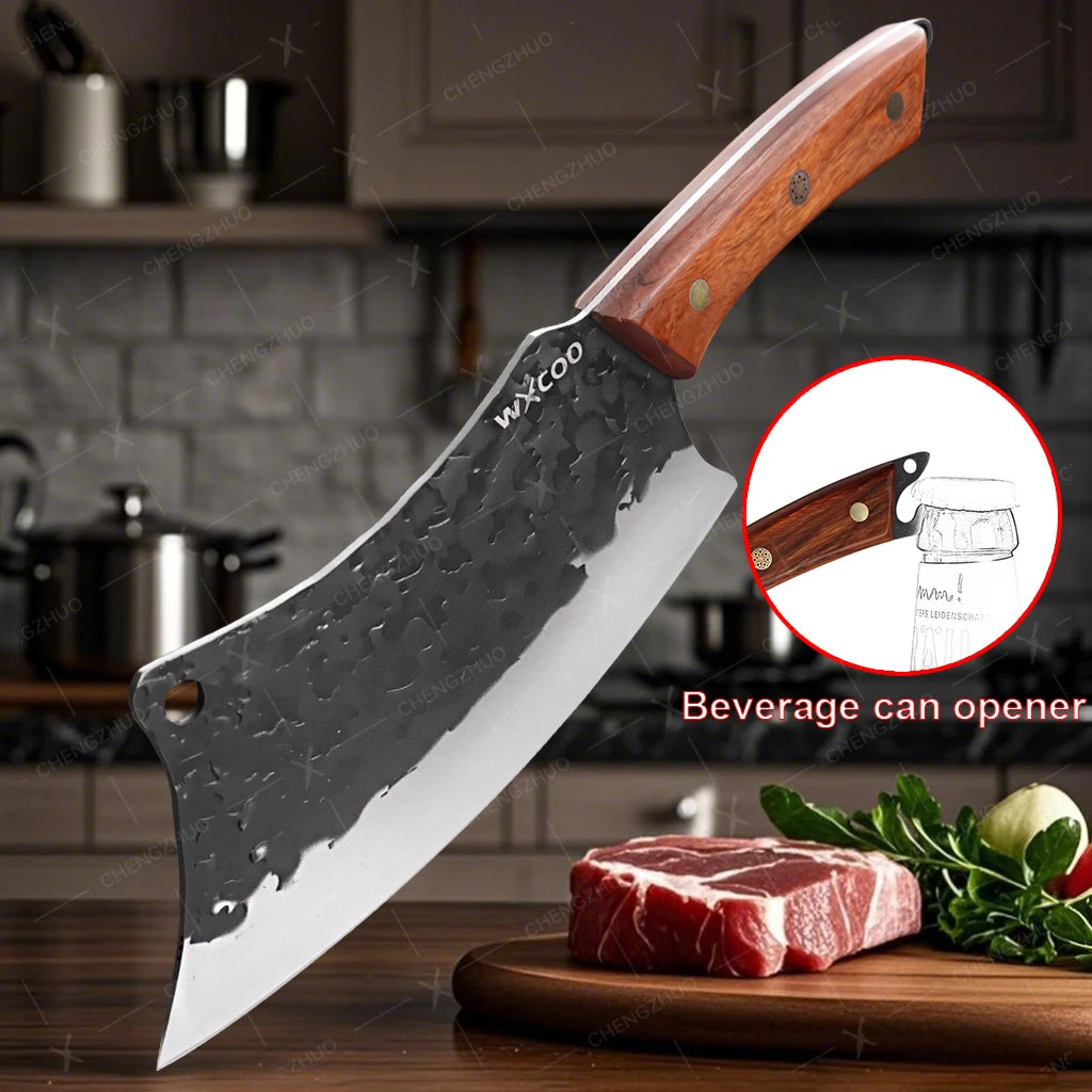 Stainless Steel Kitchen Chef Knife Hand Forged Butcher Knife Sharp Meat Butcher Cleaver Slicing Kitchen Vegetable Fruit Knives
