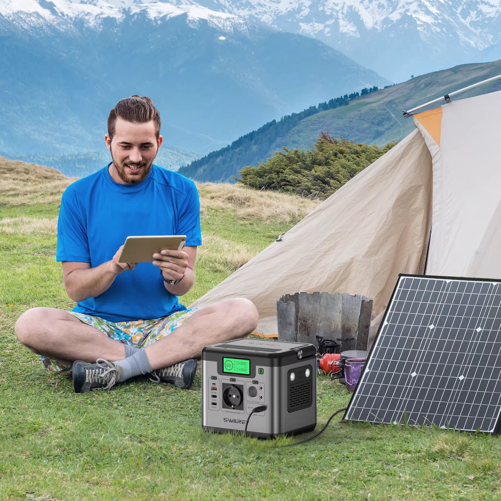 SWAREY S500 Pro – Tragbare Power Station mit 100W Solarpanel