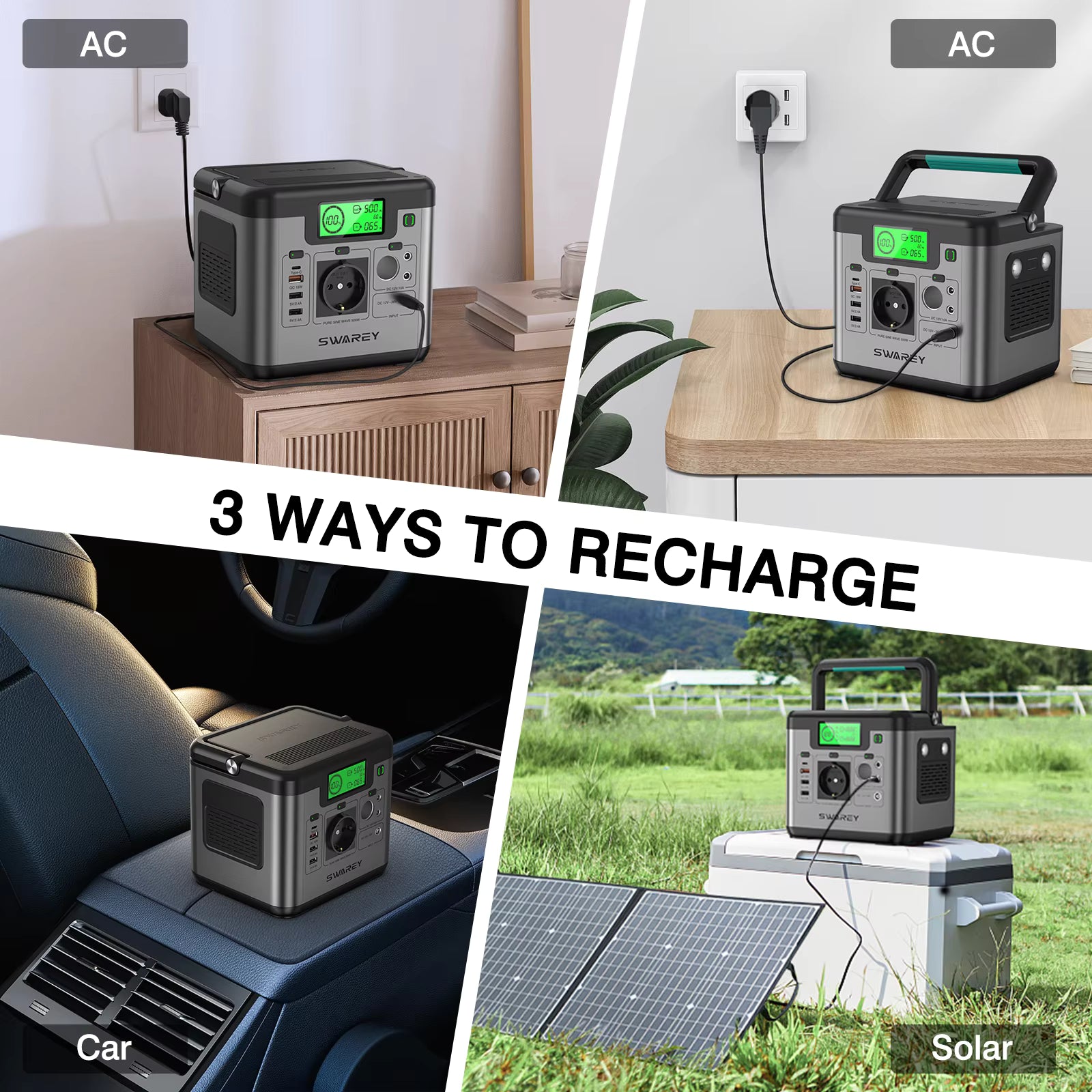 SWAREY S500 Pro – Tragbare Power Station mit 100W Solarpanel