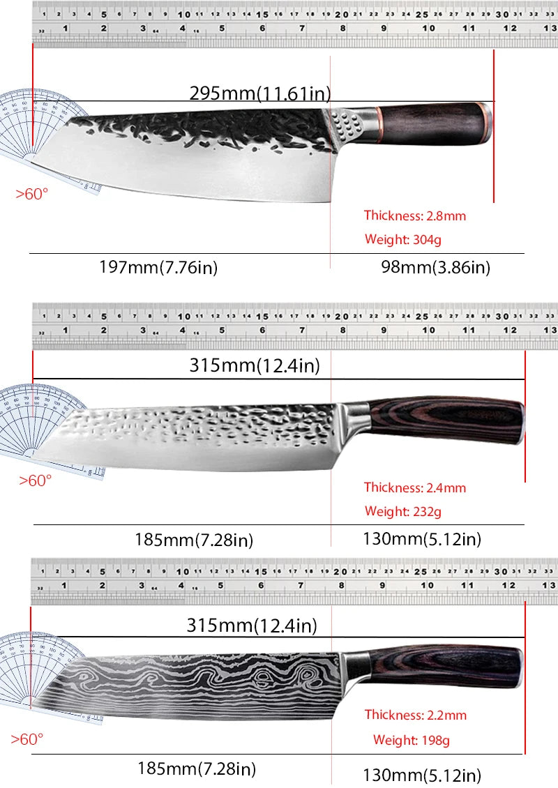 Japanese Chef Knife Handmade Forged Kiritsuke Kitchen Knife Stainless Steel Knife for Meat Fruit Fish Vegetables Butcher Knife