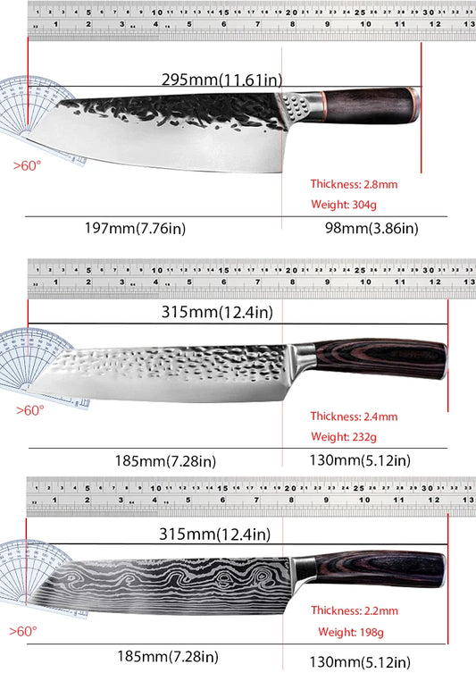 Japanese Chef Knife Handmade Forged Kiritsuke Kitchen Knife Stainless Steel Knife for Meat Fruit Fish Vegetables Butcher Knife