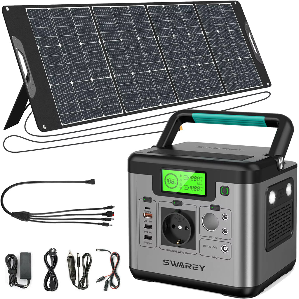 SWAREY S500 Pro – Tragbare Power Station mit 100W Solarpanel