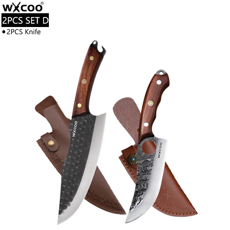 Stainless Steel Kitchen Chef Knife Hand Forged Butcher Knife Sharp Meat Butcher Cleaver Slicing Kitchen Vegetable Fruit Knives