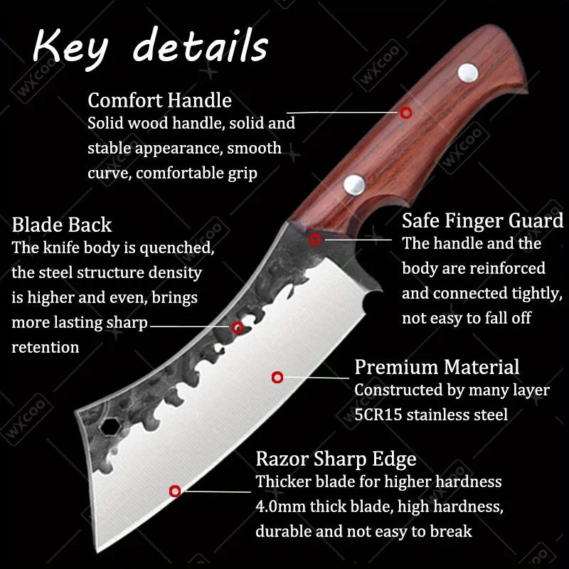 Professional Kitchen Chef Knife Multipurpose Stainless Steel Boning Cutting Utility Cleaver Butcher Fish Vegetable Beef Meat