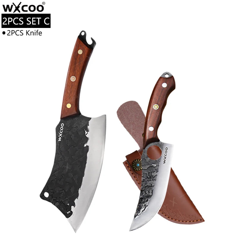 Stainless Steel Kitchen Chef Knife Hand Forged Butcher Knife Sharp Meat Butcher Cleaver Slicing Kitchen Vegetable Fruit Knives